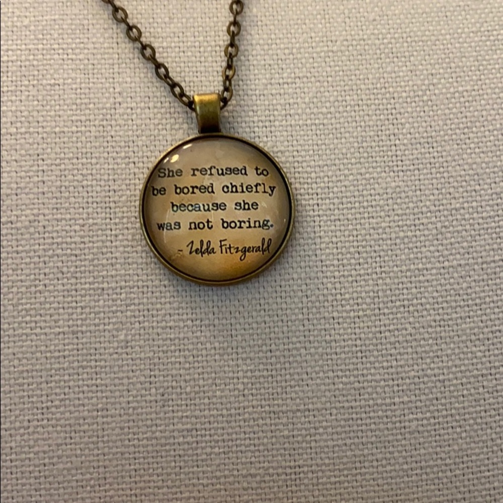 Cobochan pendant on chain with quote